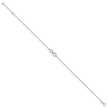 14K White Gold Polished Infinity with 1-inch Extension Anklet