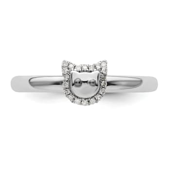 Rhodium Over Sterling Silver Stackable Expressions Cat Diamond Ring 0.075ctw