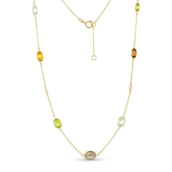 Multi-Gem 14k Yellow Gold Necklace 5.82ctw