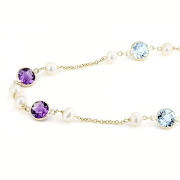 Multi-Gem 14k Yellow Gold 18" Necklace 9.19ctw