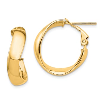 14k Yellow Gold 13/16" High Polished Wavy Hoop Earrings