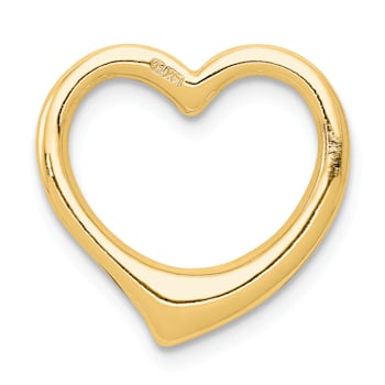 14k Yellow Gold 3D Polished Heart Chain Slide Pendant