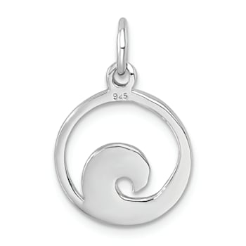 Rhodium Over Sterling Silver Polished Enameled Wave Pendant