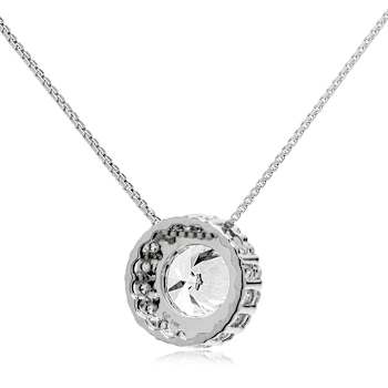 14K White Gold Necklace Round HaloCubic Zirconia Solitaire1.25CTW 16
Inch .60mm Box Link Chain
