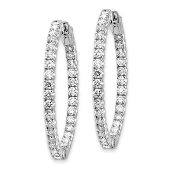 Rhodium Over 14K White Gold Oro Spotlight Lab Grown Diamond SI+, H+,
Hoop with Safety Clasp Earrings
