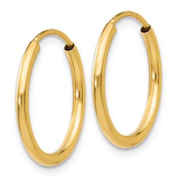 14k Yellow Gold Polished 5/8" Round Endless Hoop Earrings