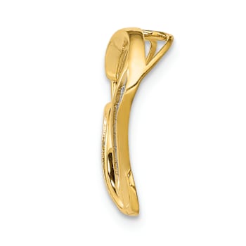 14K Two-tone Gold Diamond Double Heart Chain Slide Pendant