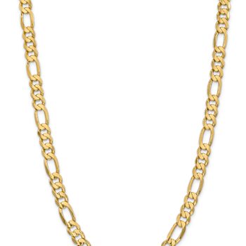 14k Yellow Gold 8.75mm Solid Concave Open Figaro 28 Inch Chain