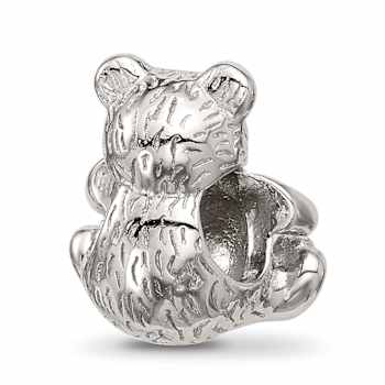 Sterling Silver Enamel Bear with Red Heart Bead