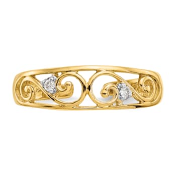 14K Yellow Gold .02ct Diamond Scroll Toe Ring