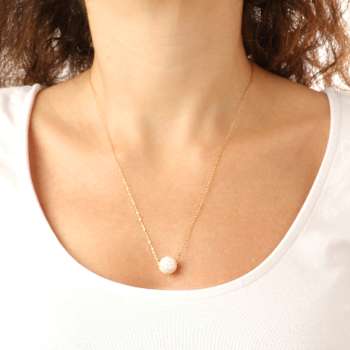 Gray Cultured Carved Freshwater Pearl Necklace In 14K White Gold