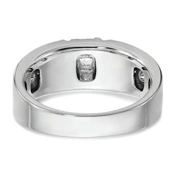 Rhodium Over 10K White Gold Men's Black and White Diamond Ring 1.10ctw