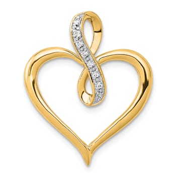 10k Yellow Gold and Rhodium Over 10k Yellow Gold Diamond Heart and
Infinity Pendant
