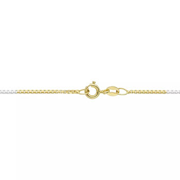 Tri-Tone Sterling Silver Box Chain Necklace-16"