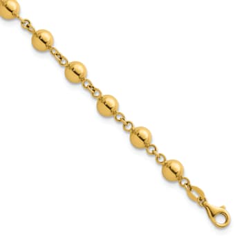 14K Yellow Gold 6mm Bead 7.5-inch Bracelet