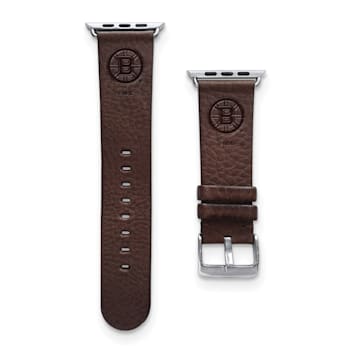 Gametime NHL Boston Bruins Brown Leather Apple Watch Band (38/40mm M/L).
Watch not included.