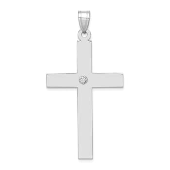 Rhodium Over 14k White Gold Diamond Cross Pendant