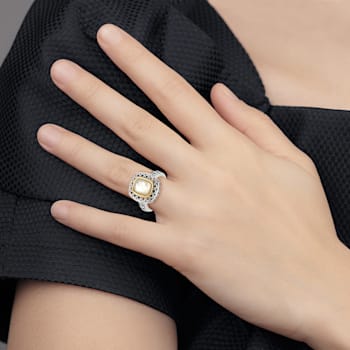 Sterling Silver with 14K Accent Antiqued Mother Of Pearl Ring