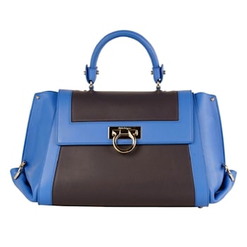 Ferragamo Sofia Calf Blue Fumee Blue Grey Medium Handbag