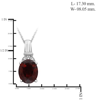Red Garnet And White Diamond Rhodium Over Sterling Silver Pendant With
Chain 2.87ctw