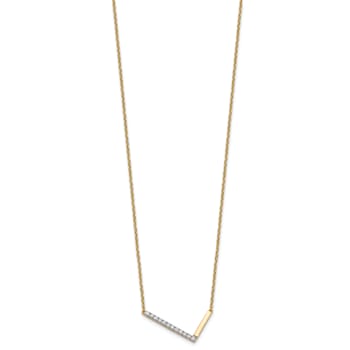 14k Yellow Gold and Rhodium Over 14k Yellow Gold Sideways Diamond
Initial L Pendant 18 Inch Necklace