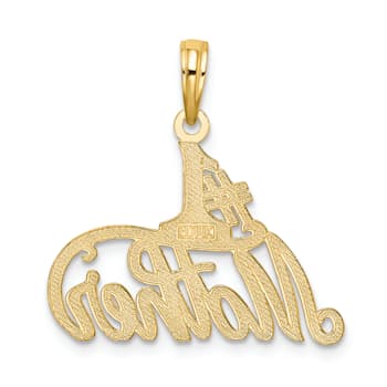 14k Yellow Gold Textured #1 Mother pendant