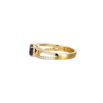 Purple And White Cubic Zirconia 18K Gold Over Sterling Silver Ring 2.41ctw
