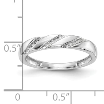 Rhodium Over 14K White Gold Diamond Trio Ladies Wedding Band 0.05ctw