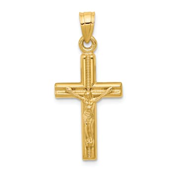 14K Yellow Gold Hollow Crucifix Pendant