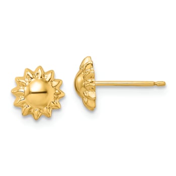 14k Yellow Gold Polished 7.25mm Sun Stud Earrings