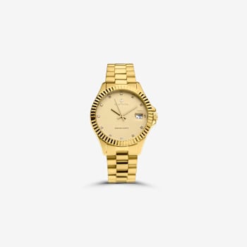 Croton The Sav Gold Tone 11 Diamond Marker Watch with Magnified Date