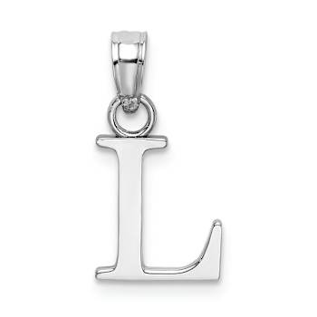 Rhodium Over 14k White Gold Polished Block Letter L Initial Pendant
