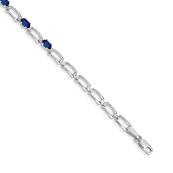 Rhodium Over 14k White Gold Sapphire Bracelet