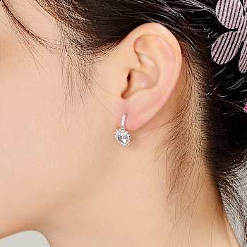 CZ Halo Drop Earrings In Sterling Silver 7.1ctw