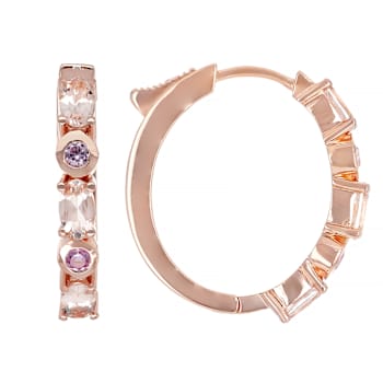Morganite And Lab Pink Sapphire Earrings In 18K Rose Gold Over Sterling
Silver 1.29ctw