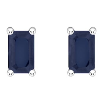 5x3mm Emerald Cut Sapphire 14k White Gold Stud Earrings