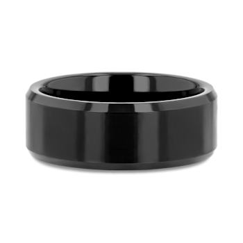 INFINITY Black Tungsten Ring with Beveled Edges 8mm