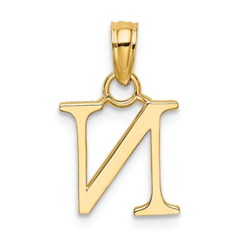 14k Yellow Gold Polished Block Letter N Initial Pendant