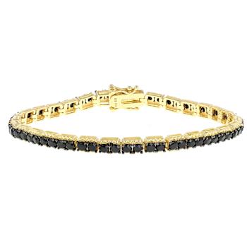 Black Spinel Tennis Bracelet In 18K Gold Over Sterling Silver 7.06ctw