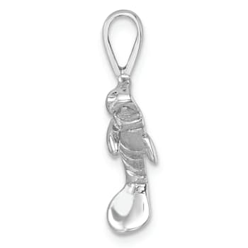 Rhodium Over Sterling Silver Polished Manatee Pendant
