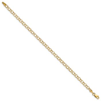 14k Yellow Gold 4mm Solid Double Link Charm Bracelet