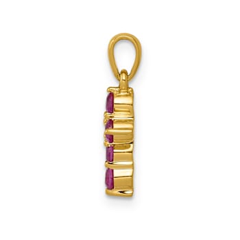 10k Yellow Gold and Rhodium Over 10k Yellow Gold 0.3 cttw Ruby and
Diamond Cross Pendant