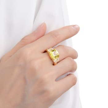 Lab Created Yellow Sapphire and White Topaz 18K Yellow Gold Over
Sterling Silver 3-Stone Ring
