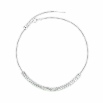 Green Emerald and White Topaz Sterling Silver 3-Row Bolo Tennis Bracelet