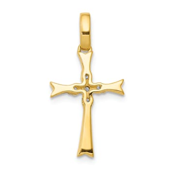 14K Yellow Gold 1/15ct. Diamond Cross Pendant