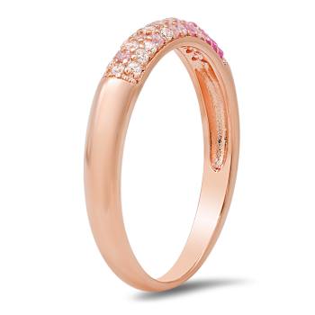 Pink And White Cubic Zirconia 14k Rose Gold Over Sterling Silver Ring 0.21ctw