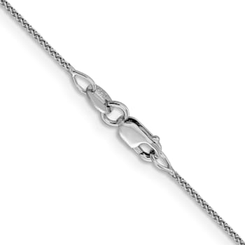 Rhodium Over 18K White Gold 1mm Solid Diamond-Cut Spiga 16 Inch Chain