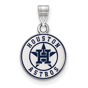 Rhodium Over Sterling Silver MLB LogoArt Houston Astros Enamel Pendant