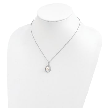 Rhodium Over Sterling Silver 7-8mm White Freshwater Cultured Pearl
Pendant Necklace