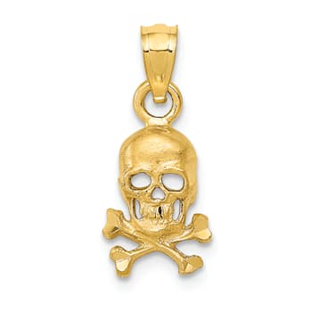 14k Yellow Gold Skull and Cross Bones Pendant